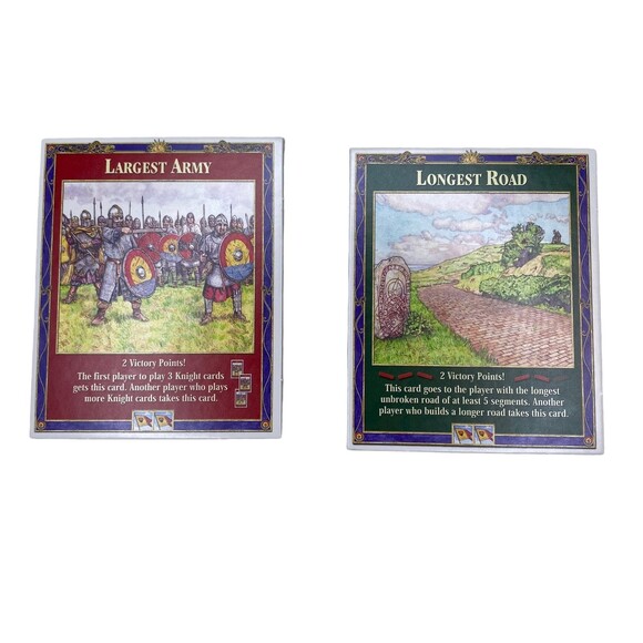 Catan Two 2 Special Cards Longest Road Largest Army Game Replacement Parts - Picture 1 of 4